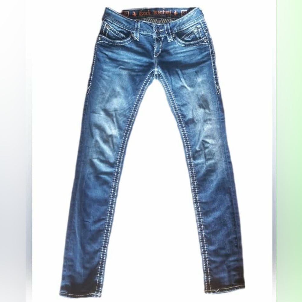 Rock Revival ‘Scarlett Skinny’ Low-Rise Med-Dark Wash Jeans